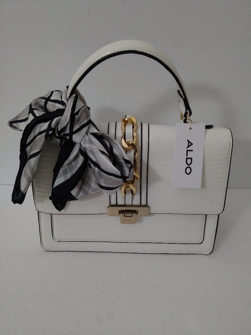 ALDO off White Embossed Annie brook Satchel Cross-body Bag.
